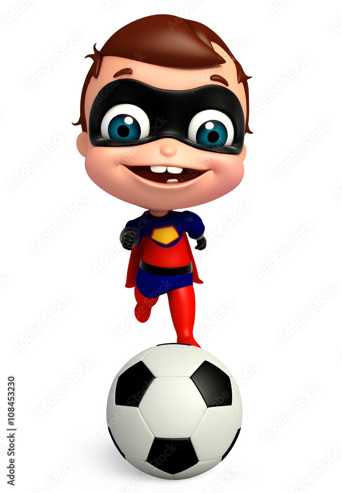 3D Rendered illustration of superbaby with football