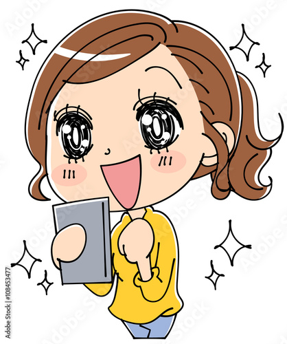 スマホと輝く女性のイラスト