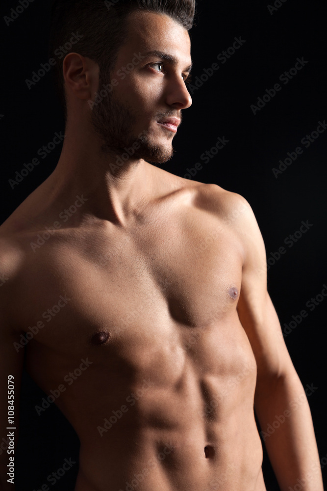 Shirtless young man