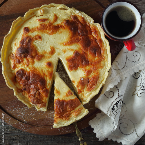 French cheese flan and photo