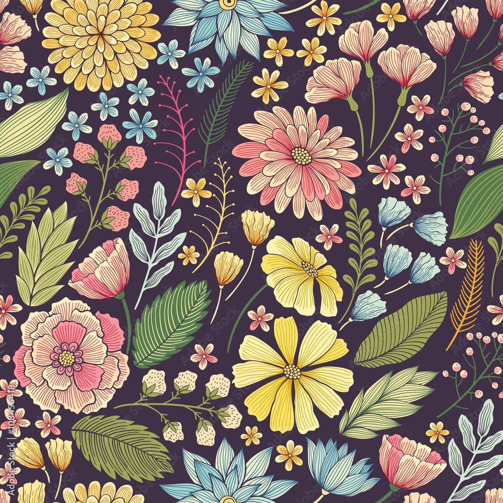 Subtle vintage floral pattern