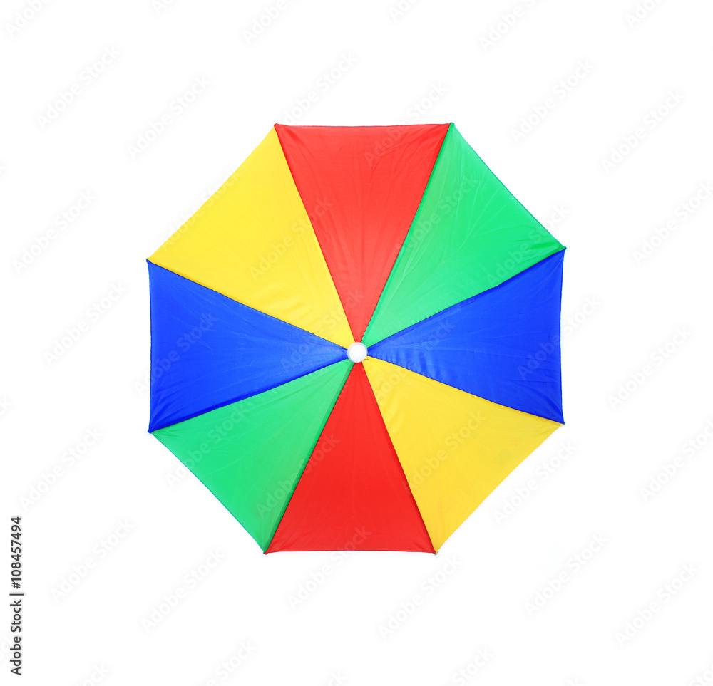 Rainbow umbrella isolated on white background