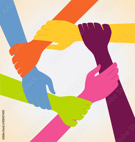 Creative Colorful Ring of Many Hands Team