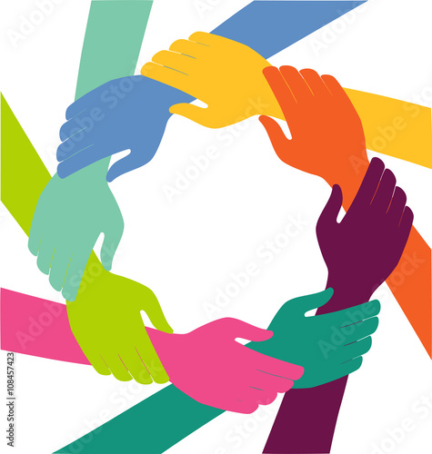 Creative Colorful Ring of hands teamwork