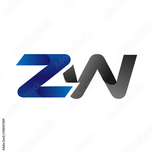 Modern Simple Initial Logo Vector Blue Grey Letters zw