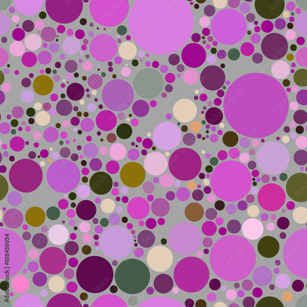Vector seamless pattern of purple circles on a gray background. Vector seamless pattern of purple circles on a gray background.