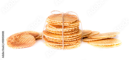 Crisp golden waffle wafer biscuits