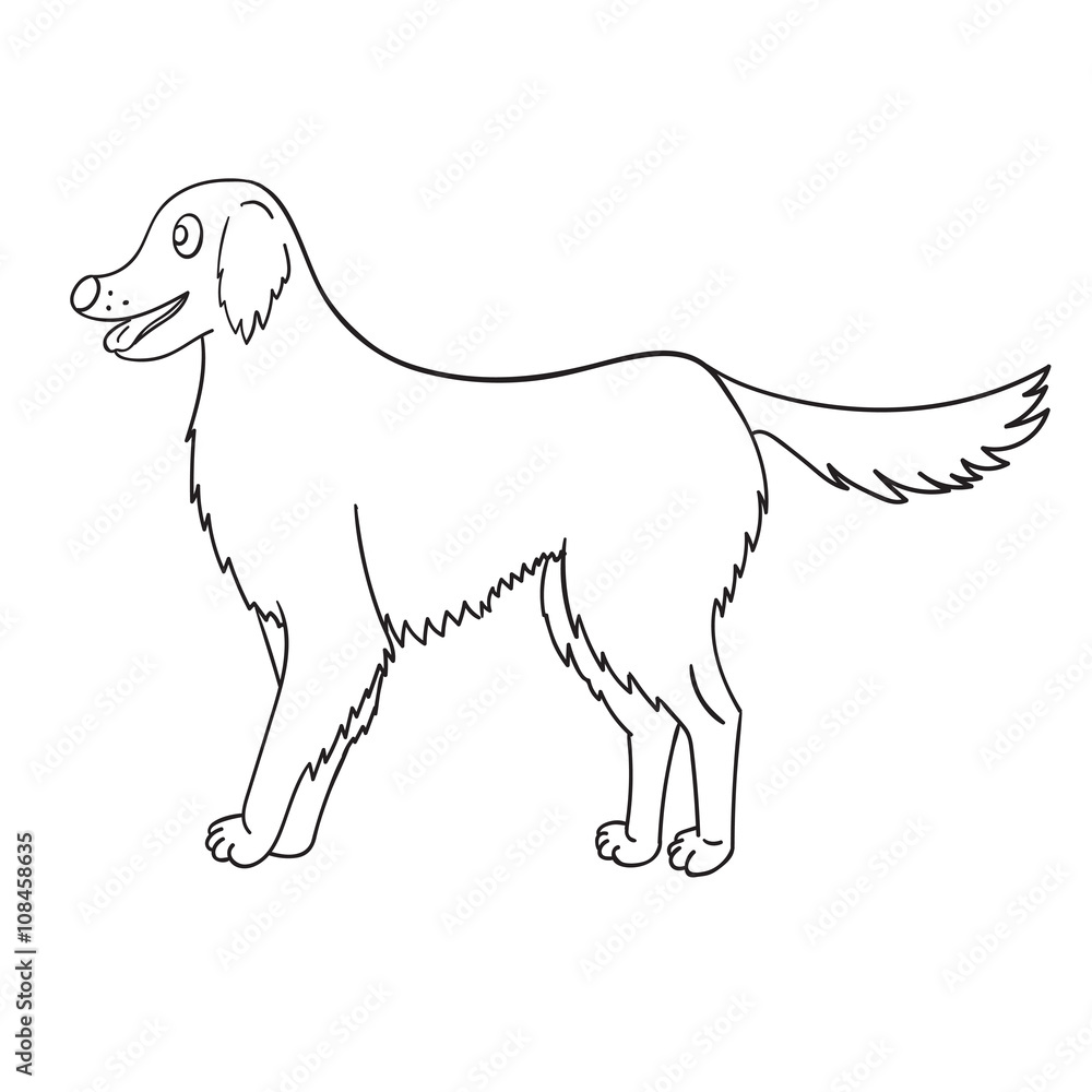 Cute contour golden retriever isolated on white background Cute contour golden retriever isolated on white background
