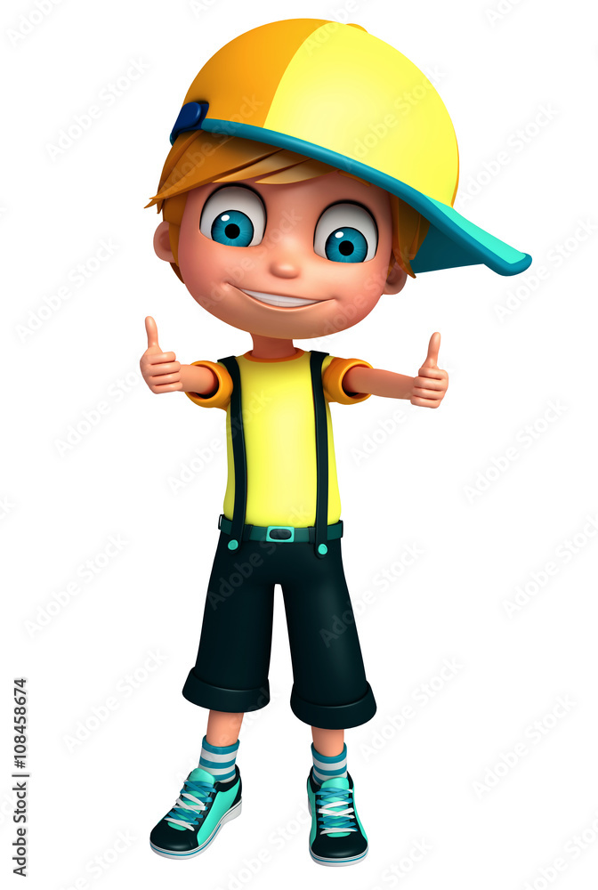 3D Render of Little boy thumbs up pose 3D Render of Little boy thumbs up pose