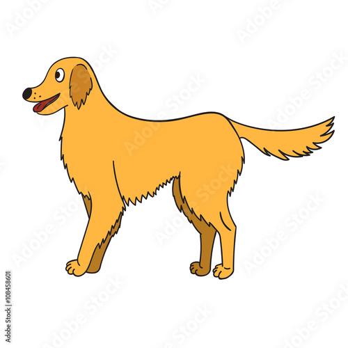 Cute cartoon golden retriever isolated on white background