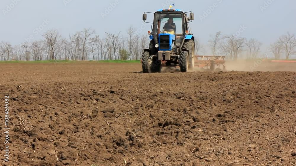 Tractor harrow field Tractor harrow field