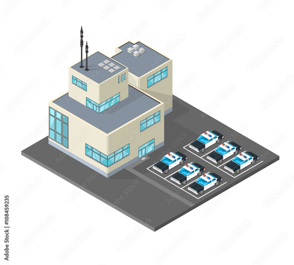 Police Department with Police Cars.
A vector isometric illustration of law enforcement. Police Department with Police Cars.
A vector isometric illustration of law enforcement.