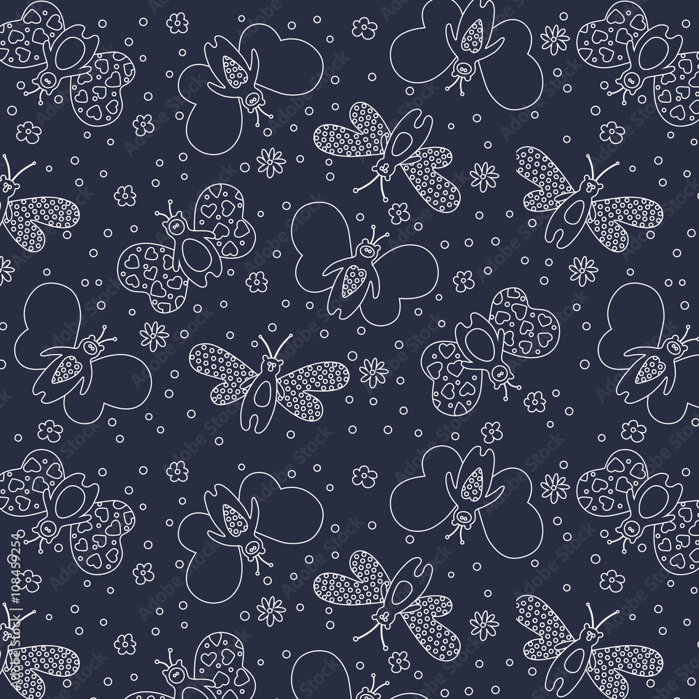Seamless cute pattern butterflies Seamless cute pattern butterflies