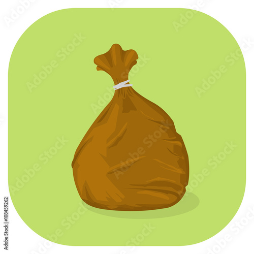 Vector illustration of a Brown plastic garbage bag icon.
Plastic trash sacks ready for disposal and bin collection.