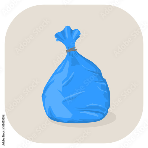 Vector illustration of a Blue plastic garbage bag icon.
Plastic trash sacks ready for disposal and bin collection.