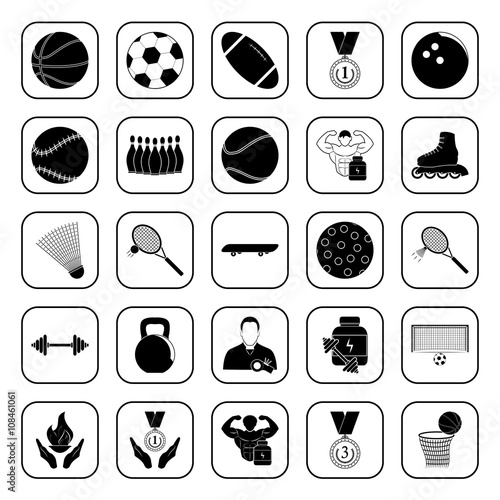 Sport and Fitness 25 icons set for web and mobile