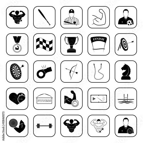 Sport and Fitness 25 icons set for web and mobile