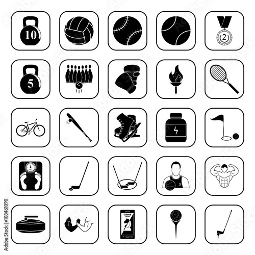 Sport and Fitness 25 icons set for web and mobile