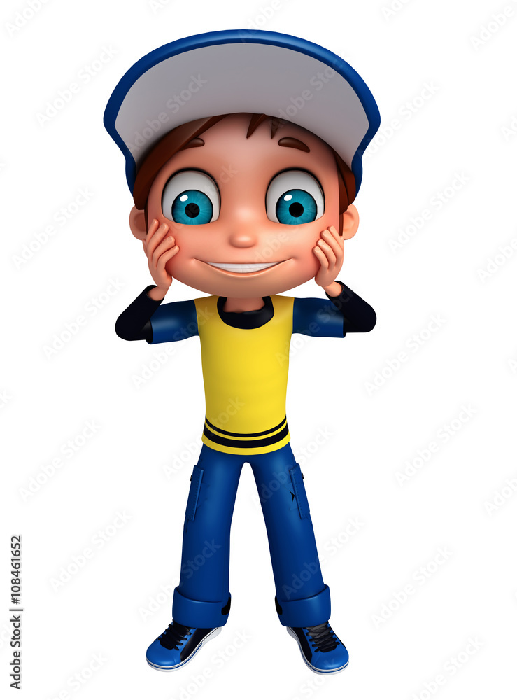 3D Render of Little boy funny pose 3D Render of Little boy funny pose