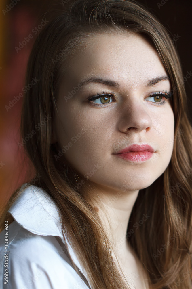 Fototapeta premium Beautiful sensuality elegance lady brunette face woman.