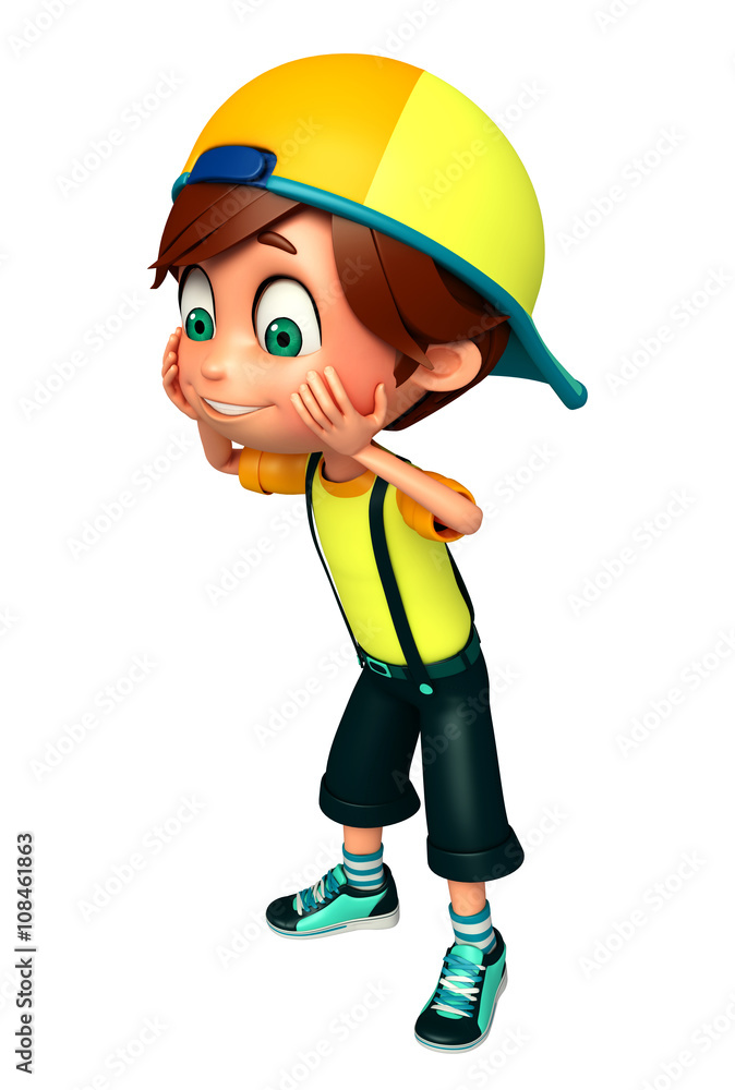 3D Render of Little boy funny pose 3D Render of Little boy funny pose