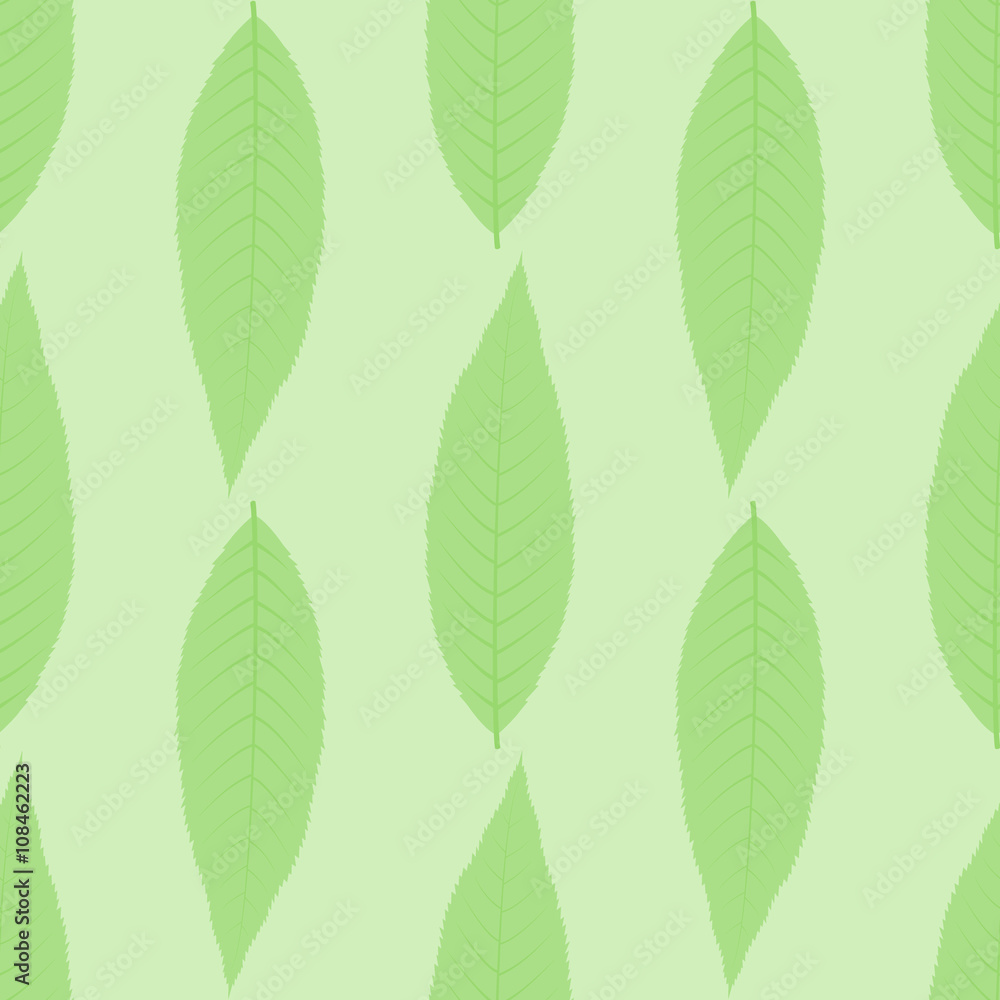 Symmetrical seamless background of green leaves Symmetrical seamless background of green leaves