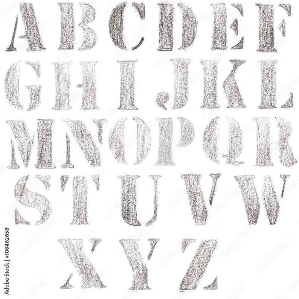 English alphabet ,Hand drawn by color pencil English alphabet ,Hand drawn by color pencil