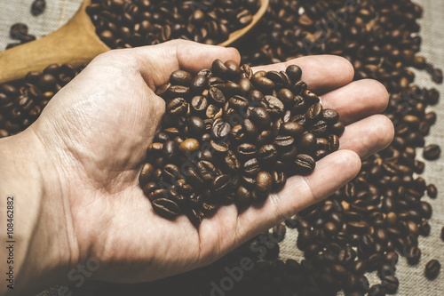 Coffee beans in hand