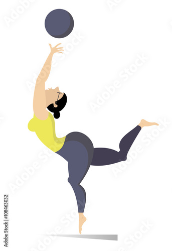 Fitness. Woman do exercises with a ball
