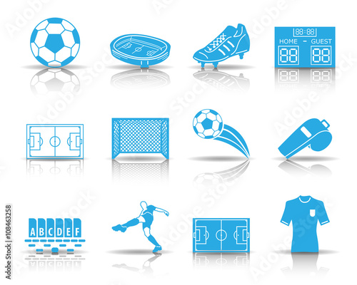 Fußball Icons -Blau (Schatten)