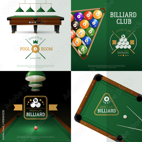Billiards Concept Icons Set 
