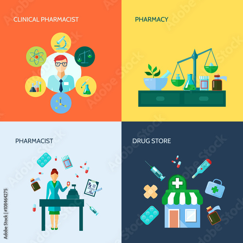 Pharmacist Flat Icon Set