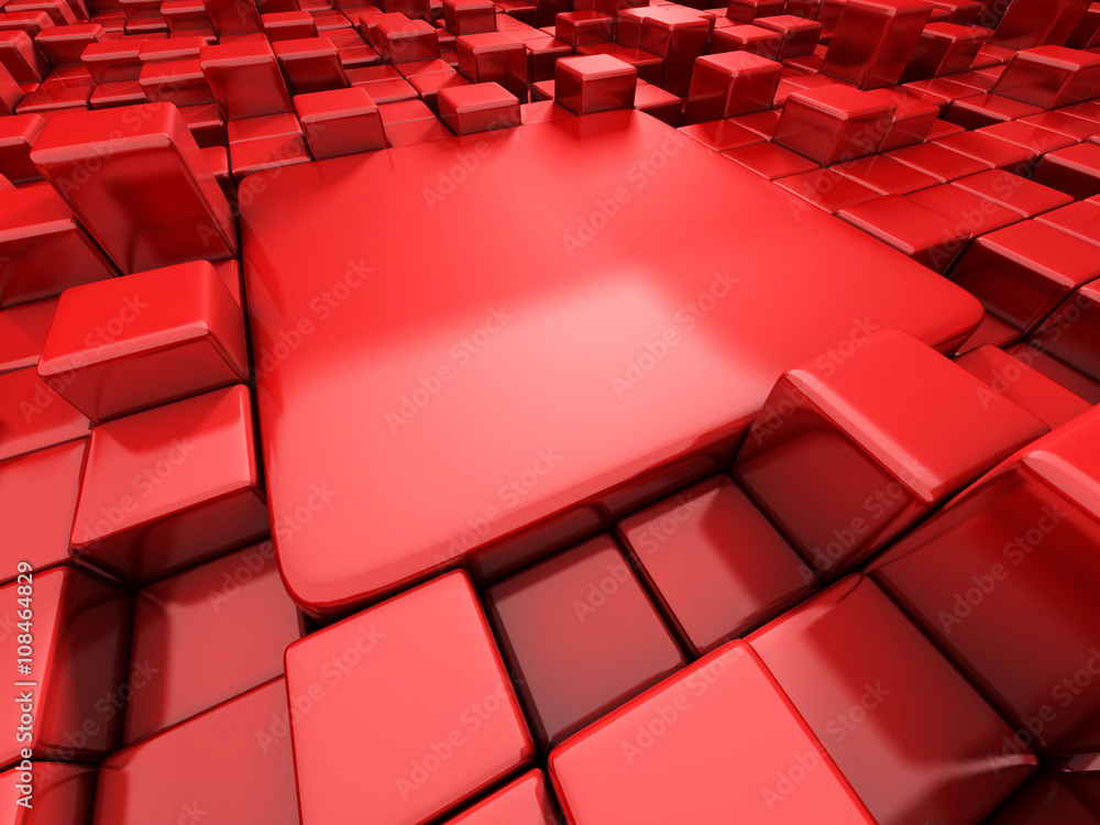 Obraz premium Abstract Red Cubes Blocks Wall Background