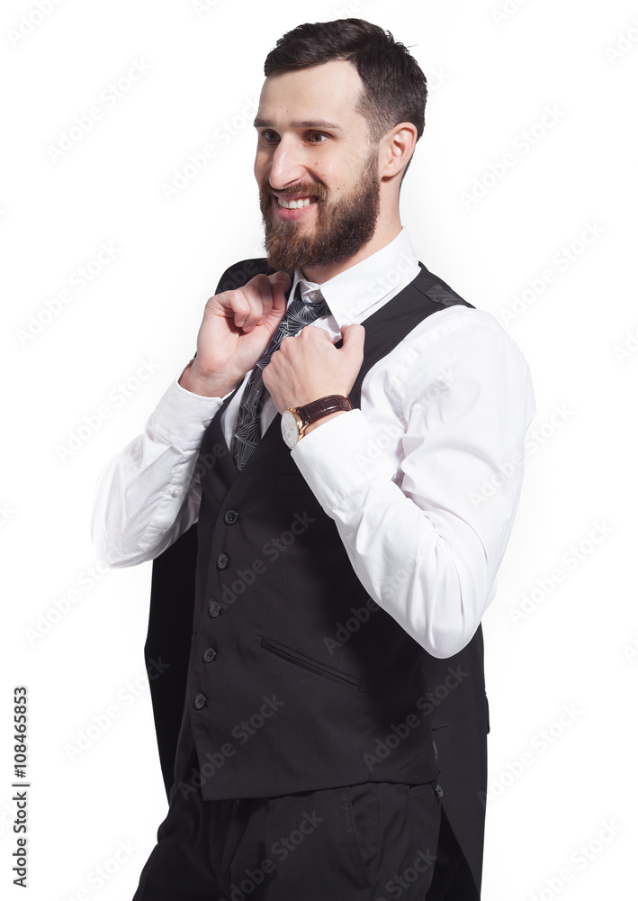 Close up portrait of a young bearded businessman on white background Close up portrait of a young bearded businessman on white background