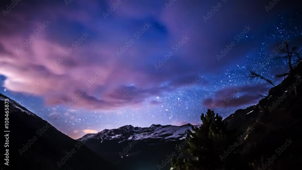 Night motionlapse of clouds and stars above mountains. This is made in 4k resolution. Night motionlapse of clouds and stars above mountains. This is made in 4k resolution.