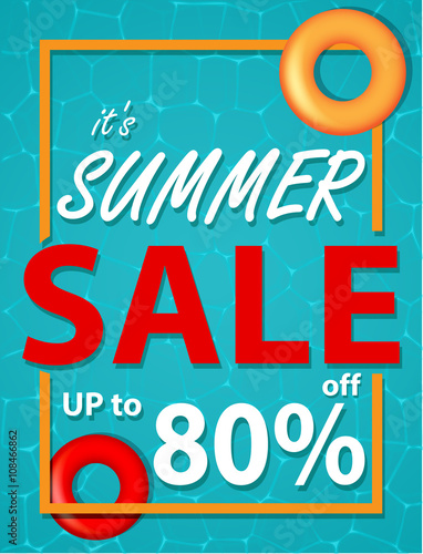 Summer sale banner with sea background 