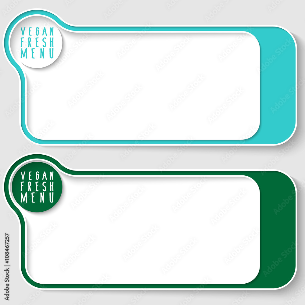 Two vector text boxes for your text and vegan fresh menu headlin Two vector text boxes for your text and vegan fresh menu headlin