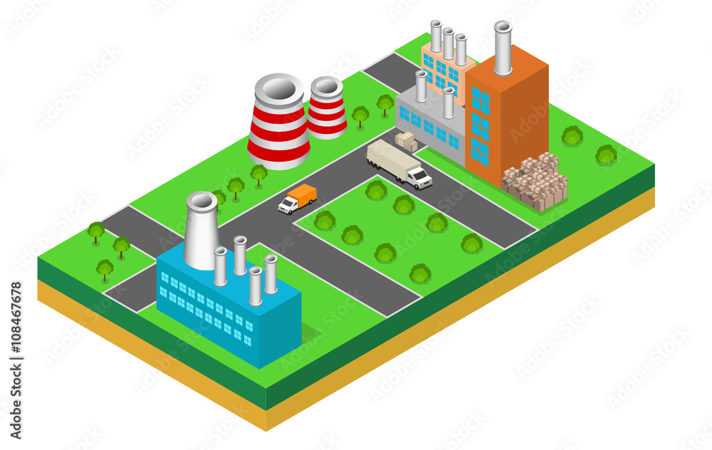 industrial buildings factories and boilers in perspective industrial buildings factories and boilers in perspective