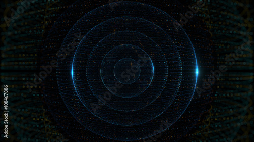 abstract 3d background made of particle spheres with glow elements