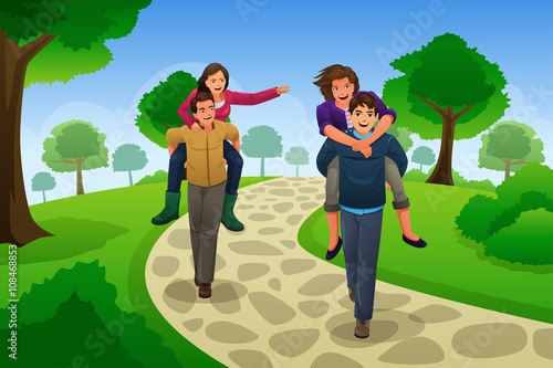 Couple Having a Piggyback Race