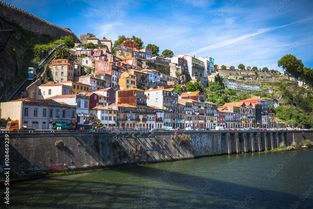 Porto old town embankment on the Douro River