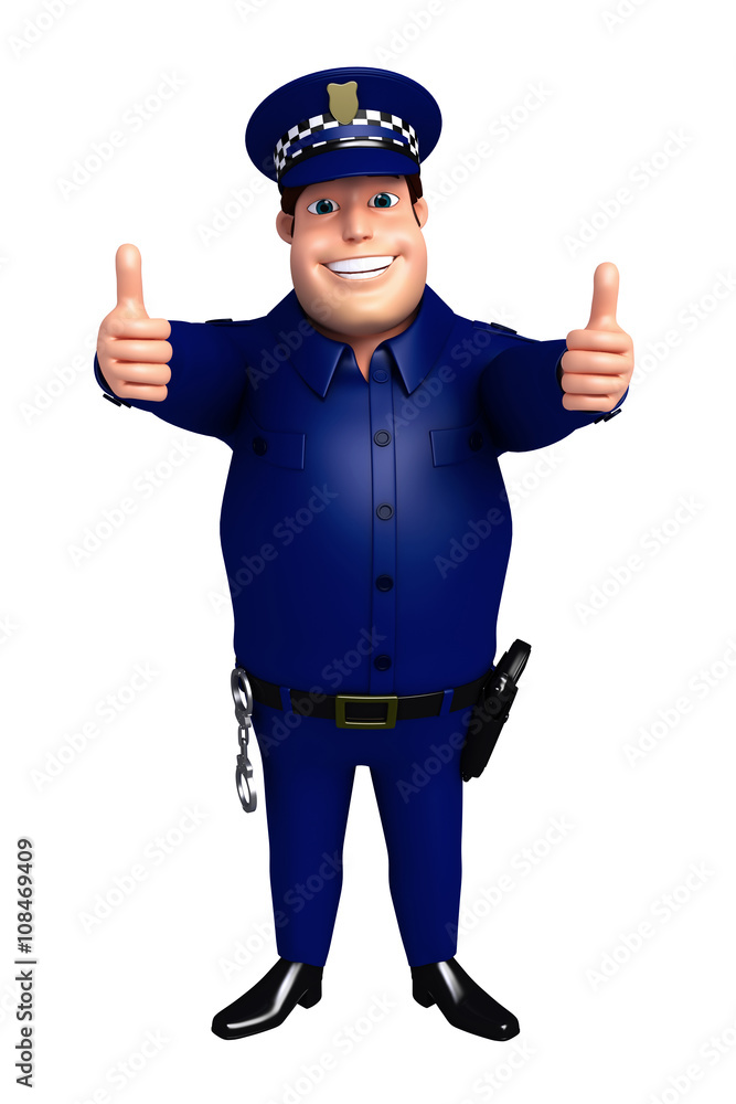 3D Rendered illustration of Police thumbs up pose 3D Rendered illustration of Police thumbs up pose