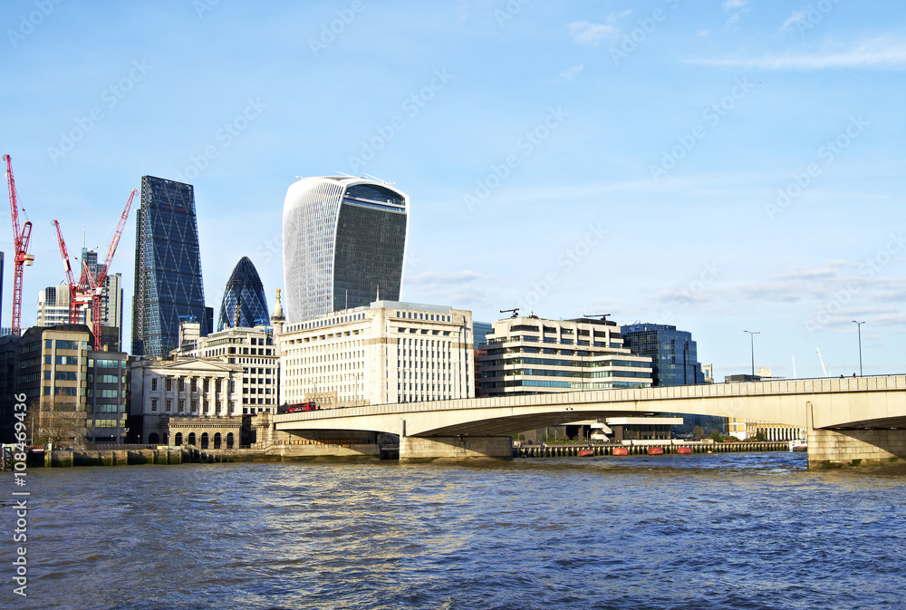 London bridge with buildings in the background, UK London bridge with buildings in the background, UK