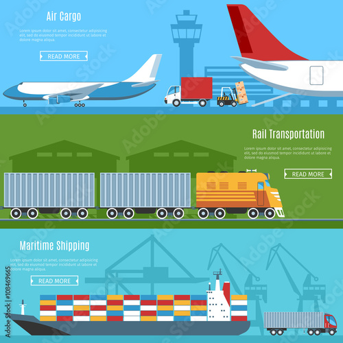 Logistic And Transportation Banners Set