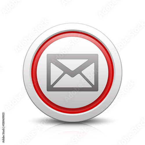 Envelope – Light gray button with reflection & red