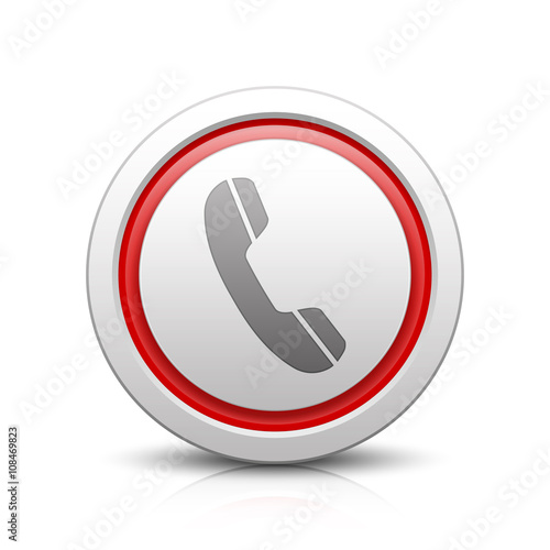 Phone – Light gray button with reflection & red