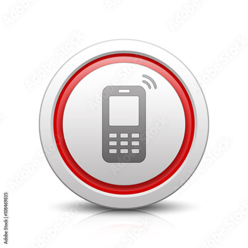 Mobile Phone – Light gray button with reflection & red