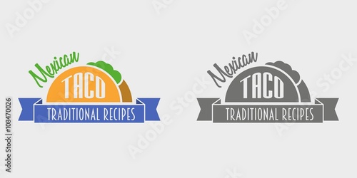 Mexican taco vintage retro label, emblem or logo . Can be used to design menu, business cards, posters. monochrome and color vector illustration.