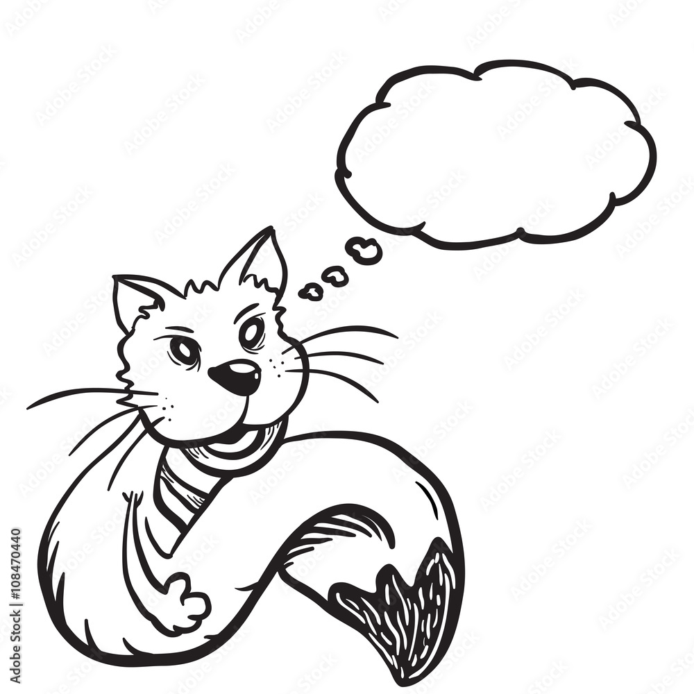 black and white cat with speech bubble.eps black and white cat with speech bubble.eps