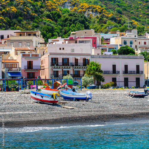 Boats at Canneto Beach, Lipari.
